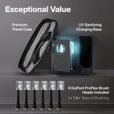 Aquasonic Black Series PRO – Ultra Whitening Toothbrush w UV Sanitizing Base – 5 Modes & Smart Timers – Premium Travel Case – Power Toothbrush – ADA Approved Toothbrush