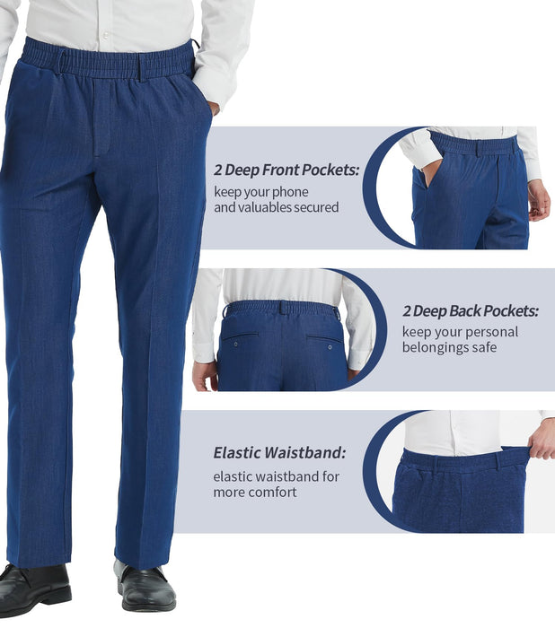 LETAOTAO Mens Elastic Waist Jeans Pants for Seniors Adaptive Mens Pants for Elderly with Zipper Fly (Medium Blue Denim,30W x 28L)