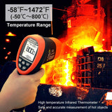 Infrared Thermometer with Bluetooth AP-985C-APP Range from -58℉~1472℉(-50℃～800℃),16:1Laser Temperature Measure Gun, Data Record, Adjustable Emissivity for Forge Cooking