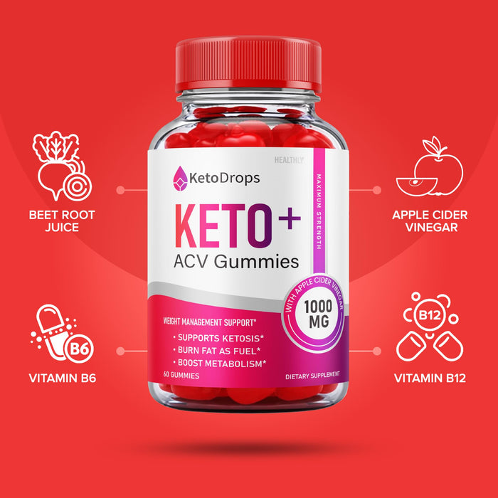 (2 Pack) Keto Drops Acv Gummies - Official Formula - Keto Drops for Weight Loss, Keto Drops Keto Plus Acv Gummies, Keto Drops Acv Gummies Advanced Ketosis 525mg Apple Cider Vinegar (120 Gummies