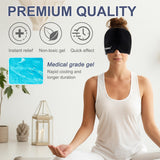 EXQUISLIFE Migraine Headache Relief Cap, Gel Ice Head Wrap, Hot and Cold Therapy, Headache Eyes Mask for Sinus, Puffy Eyes, Tension and Stress Relief (Dark Black)