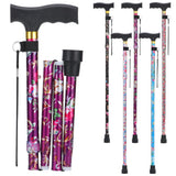 PARLORA Walking Cane for Women and Men, Collapsible, Lightweight, Sleek, Foldable Folding Cane | Walking Sticks for Seniors & Adults with Comfortable T-Handle [Purple Flower]