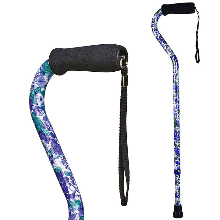 Briggs Offset Foam Grip, Offset Cane, Purple Flowers