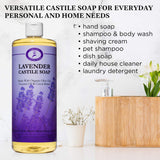 Carolina Lavender Castile Soap Liquid – Skin-Softening Olive Oil Soap Organic Body Wash – Pure Castile Soap Lavender Liquid Soap – Vegan Castille Soap Liquid (Lavender, 32 ounces)