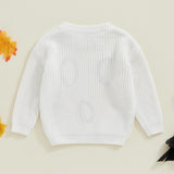 Afunbaby Baby Girl Boy Knit Sweater Blouse Pullover Sweatshirt Warm Crewneck Long Sleeve Tops for Infant Toddler (White Halloween Ghost, 6-9 Months)