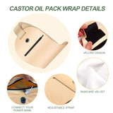 Organic Castor Oil Pack Wrap with Heating - Jamaican Black Castor Oil Cold Pressed 130ml/4.58oz, Reusable Castor Oil Pack Kit for Waist and Neck, Christmas Gift for Women Mom Men Dad (Khaki)