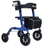 Rollator Walker for Seniors, Lightweight Foldable All Terrain Rolling Walker with seat, Aluminum Walkers with 10 inch Rubber Wheels, Handles and Backrest for Seniors and Adult