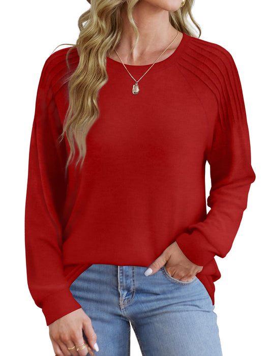 Saloogoe Womens Tops Long Sleeve Crewneck Sweatshirts Winter Christmas Sweaters 2024 Red XL