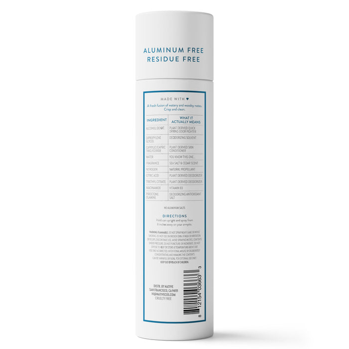 Native Deodorant & Body Spray, Sea Salt & Cedar, 72-Hour Odor Protection for Underarms & Body, Aluminum Free, Dries Instantly, 3.5 oz