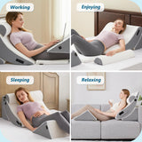 Longering 6PCS Orthopedic Bed Wedge Pillow Set for Sleeping - Memory Foam Wedge Pillows for After Surgery for Heartburn & Acid Reflux & Snoring&Neck Back and Leg Pain Relief - with Washable Cover