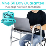 Vive Walker Tray for Folding Walker - (w/Cup Holder) - Adult Mobility Accessories - Fits Standard Walkers - Medical Table for Seniors Non Slip Mat for Food - Removable & Easy Assembly