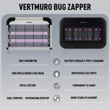 Vertmuro Indoor Bug Zapper, Powerful exterminator with removable tray, Portable Gnat Fly Trap for Home, Kitchen, Bedroom, Office, Black
