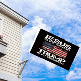 WENWELL Jesus is My Savior Trump is My President flag 3x5 Ft,Donald Trump 2024 Flags Tapestry,Durable and Fade-Resistant,Perfect for Indoor and Outdoor Display