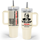 Icesip 40 oz Trump mug coffee Tumbler with Lid and Straw, Donald Trump Merchandise, 40oz Stainless Steel Travel Coffee Cup, Vacuum Insulated Mug for Hot and Cold Drinks, White 1pcs