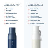 LARQ Bottle PureVis 25 oz - Self-Cleaning and Insulated Stainless Steel Water Bottle with UV Water Purifier and Award-winning Design | Reusable & Travel Friendly, Monaco Blue