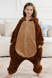 DELEY Unisex One Piece Animal Kids Brown Bear Onesie, Animal Pajamas Halloween Cosplay Costume for Women and Mens Parent-Child Sleepwear