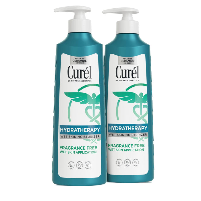 Curel Hydra Therapy In Shower Lotion, Wet Skin Moisturizer for Dry or Extra-dry Skin, with Advanced Ceramide Complex, 12 Oz, Pack of 2