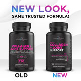 Livingood Daily Collagen Plus Joint Support - Grass-Fed Multi Collagen Peptides, Hyaluronic Acid, & MSM for Healthy Hair, Skin & Nails - Flexibility & Mobility - Keto, Gluten Free - 120 Capsules