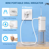 BY4U Rechargeable Water Dental Flosser 200ml Mini Portable Teeth Oral Irrigator 5 Jet Tips IPX7 Waterproof with Telescopic Water Tank for Home Travel