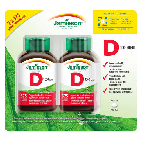 Jamieson Vitamin D3 1000Iu Tablets-(2X375), 750 Count