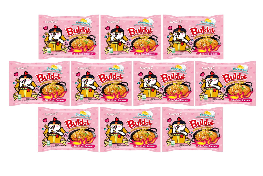 Samyang Buldak Hot Spicy Chicken Ramen Noodle Korean Stir-Fried Ramen (10, Carbonara)
