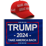 Trump 2024 MAGA Hat and Trump Flag Set, Trump 2024 Hat Take America Back Baseball Cap