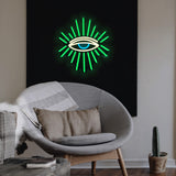 Abooly Evil Eyes Neon Signs for Wall Decor, Dimming LED Green Goth Eyes Neon Signs,USB Neon Wall Signs for Game Room Bedroom Man Cave Kids Room Party Christmas Gift(11.8x13in)