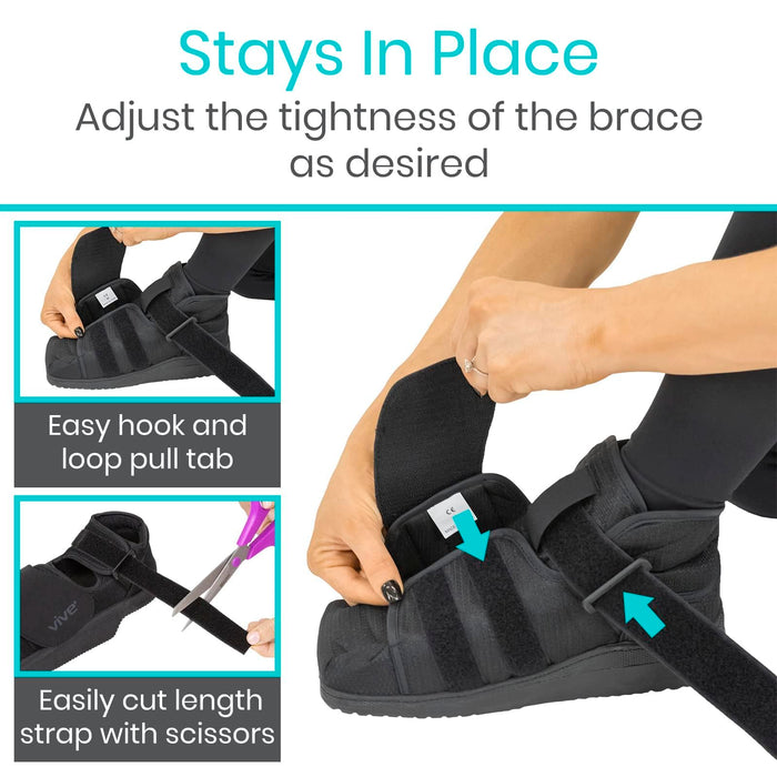 Vive Closed Post Op Shoe - Fracture Medical Walking Shoes for Women & Men - Orthopedic Recovery Shoe Brace - Foot Boot for Injured Feet and Broken Toe