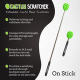 Cactus Scratcher Back Scratcher for Men, Women & Kids, Double Side Itch Reliever for Back, Head and Body, Compact Back Scratcher Extendable to 24.5 Inches - Glow in The Dark