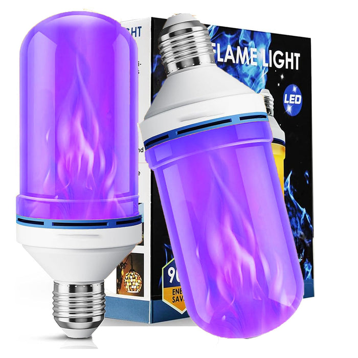 LeiNetfor Upgraded LED Flame Light Bulbs, 4-Mode Flickering Light Bulbs with Gravity Sensor, E26 Fire Light Bulb for Porch Party Patio Home Halloween Christmas Indoor Outdoor (Purple, 2)