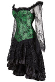 Kranchungel Corset Dress Plus Size Steampunk Corset Skirt Set Renaissance Gothic Bustier Halloween Costumes 5X-Large Green 8125