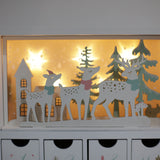 Wooden Advent Calendar Book with LED lighting for Adults Winter Scene Fillable Calendars Home Office Christmas Countdown Decoration PIONEER-EFFORT