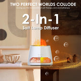 SALKING 2-in-1 Himalayan Salt Lamp & Ultrasonic Essential Oil Diffuser, Aromatherapy Diffuser Cool Mist Humidifier, Original Salt Therapy Lamp, 100% Pure Himalayan Salt, Ambient Glow, 150ml (White)