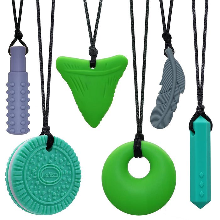 Chewy Necklaces for Sensory Kids, Silicone Chewy Necklaces for Boys and Girls with Autism, ADHD, SPD, Chewing, Oral Motor Therapy Toy