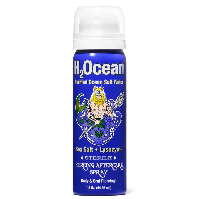 H2Ocean Piercing Aftercare Spray, Sea Salt Keloid & Bump Treatment, Wound Care Spray Organic Wound Wash For Ear, Nose, Naval, Oral Body Piercings 1.5oz