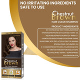 COSMTEK Chestnut Brown Hair Dye Shampoo Permanent for Men&Women,Instant Hair Color Shampoo for Gray Hair Coverage and Beard,3-In-1 Shampoo for Color Hair,500ml/Ammonia-Free