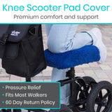 Vive Mobility Knee Scooter Pad Cover - Soft Plush Adult Sheepskin Memory Foam Cushion, Walker Accessory for Knee Roller, Padded Accessories Leg Cart Improves Comfort with Injury, Universal Fit (Blue)