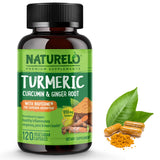 Naturelo Turmeric Curcumin with Black Pepper & Ginger - Plant-Based Capsules for Joint Support