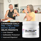 Livingood Daily Pre Pro Post Biotics Blend Powder - Probiotics for Women & Men - Prebiotics from Blue Agave & SBO Probiotics - Digestive Health Supplement Supports Gut Health - Non-GMO, 30 Servings