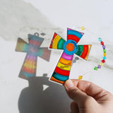 Winlyn 27 Sets Cross Suncatchers Ornaments Decorations DIY Window Paint Art Suncatchers Cross Craft Kits Cross Sun Catchers for Kids Sunday School VBS Christmas Easter Holiday Activities Party Favors