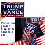 LCCBRO Trump JD Vance 2024 Yard Sign 12''x18'' Double Sided with Stand, Trump Vance 2024 Lawn Sign, Take America Back Yard Signs and Heavy Duty Metal H-Frames