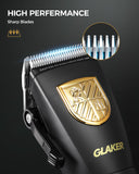GLAKER Hair Clippers for Men Professional, Cordless Clippers for Hair Cutting, Mens Hair Clippers and Trimmer Kit for Barber with LED Display 15 Guide Combs,Mens Gifts