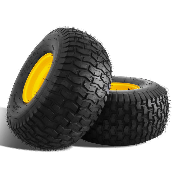 2Pcs 20x10.00-8 Lawn Mower Tires, Rear Tire and Wheel Assemblies for Riding Lawn Mowers, 4-Ply Tubeless Turf-Friendly Tires with 3/4" Borehole, 3.5" Offset Hub and 3/16" Keyway, 1190LBS Load Capacity