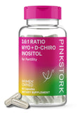 Pink Stork Myo-Inositol & D-Chiro Inositol: 3.6:1 Blend to Support Fertility, Hormone Balance for Women - Ovarian Function, Ovulation, Conception, and Period Support Supplement - 60 Capsules