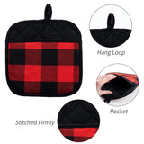 Joyhalo 4 Pack Christmas Pot Holders Buffalo Plaid, Pot Holders for Kitchen Heat Resistant Potholder, Pot Holder, Hot Pads for Kitchen for Cooking and Baking