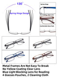 Autojouls 4-Pack Blue Light Blocking Reading Glasses for Men Women, Spring Hinge Readers Computer Eyeglasses New 2024, 4 Mix Colors 2.25 x