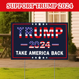 Trump 2024 Yard Sign with Metal Stakes, Double Sided 25x16 Inch Donald Trump Take America Back Signs, Placard Outdoor Voted Signs for Trump Lawn Signs Rally Decoration Lawn Yard Signs