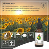 AURA HERBALS® Vitamin A + E Forte 900 Drops - Liquid 30 ml - Natural Vitamin E - Vegan - Simple Composition - No Additives - High Dose - High Bioavailability - In Olive Oil