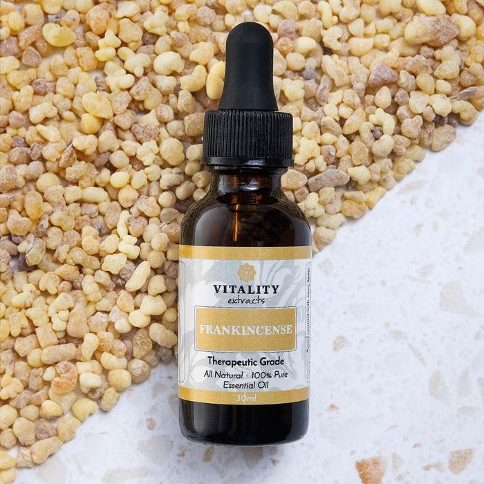 Vitality Extracts Frankincense Essential Oil - 30ml, Boswellia Serrata, Aromatherapy, Skin Care, Natural Calm, Stress Relief, Yoga, Comfort