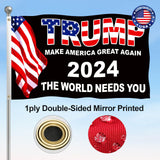 President Trump Flag 3x5 FT Trump 2024 Flag Make America Great Again Banner Indoor Outdoor 1 Ply With Vivid Patriotic Colors Design UV & Fade Resistant 2 Brass Grommets